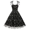 thumbnail image 2 of WFJCJPAF 2025 New Halloween Halloween Dresses for Women Plus Size,Women's Summer Halloween Bow Camisole Mesh Yarn Embroidery Retro Style Full Dress - Black L, 2 of 9