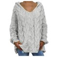 thumbnail image 1 of Rovga Womens Pullover Sweaters Female Fashion Knitted Solid Long Sleeve V-Neck Cardigan Tops Loose Sweater, 1 of 6