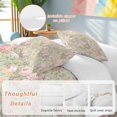 thumbnail image 3 of Pink Flowers Bedding 3 Piece Duvet Cover Set Queen Size, Green Country Botanical Floral Leaves Soft Microfiber Comforter Cover with Zipper Closure & Pillowcases, Wrinkle & FadeResistant Quilt Cover, 3 of 9