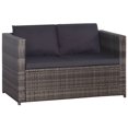 thumbnail image 2 of vidaXL Ensemble Bistro 3 Pcs Poly avec Coussins Rotin Gris, 2 of 4