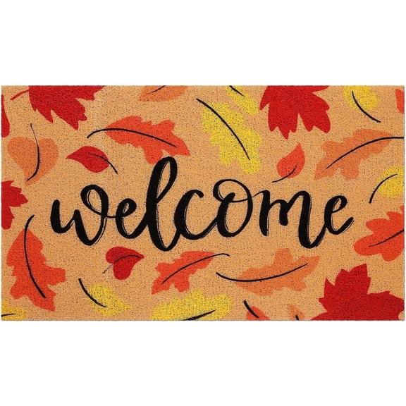 Doormat - Fall Coir Doormats - Maple - leaves, non - slip, indoor, Thanksgiving, autumn, 30 x 18 Inches