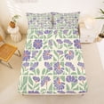 thumbnail image 5 of jejeloiu Retro Floral Bed Sheets For Girls,Mid-Century Pattern Full Size Sheets,Purple Green Cream,4pcs,1 Flat Sheet, 1 Fitted Sheet and 2 Pillowcases, 5 of 6