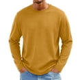 thumbnail image 2 of Men's Knit Round Neck Long Sleeve T-Shirt, Fashion Casual Pullover for Daily and Weekend Wear, Soft Stretchy Fabric Yellow XL, 2 of 9