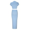 thumbnail image 6 of HAPIMO 2PC Tracksuit Workout Sets for Women Sale Pajama Solid Summer Short Sleeve Round Neck Crop Tops Bodycon Maxi Dress Casual Comfy Spring Blue S, 6 of 8