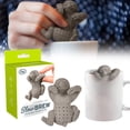 thumbnail image 2 of Charlodey Cute and Fun Loose Tea Strainer with Drip Tray for Home and Gifts kitchen utensils Dark Gray, 1x Sloth Tea Infuser, 2 of 9