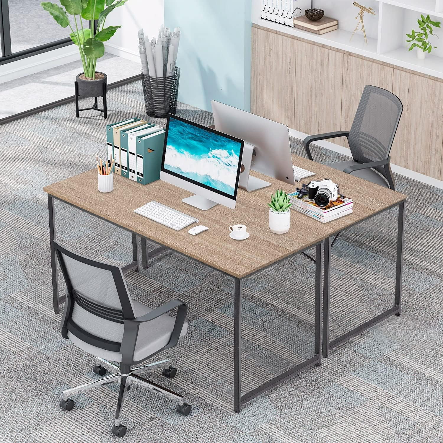 PayLessHere 39 inch Computer Desk,Sturdy Laptop Table for Home Office for Adults, Nature
