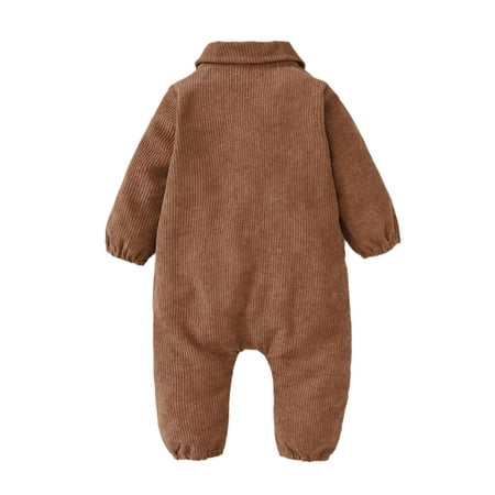 

Baby Solid Color Flap Pocket Long Sleeve Shirt Button One Piece Jumpsuit 68(3-6M)