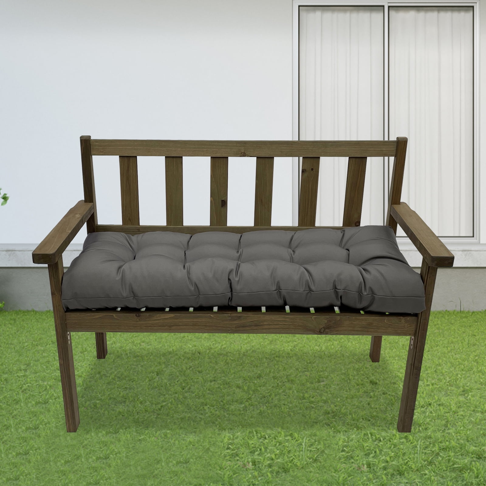 Eurhowing Thick Outdoor Bench Cushion, 52"x20"x4" Waterproof Fade-Resistant Porch Swing Cushions with Ties, High-Density Patio Garden Furniture Cushion, Dark Gray