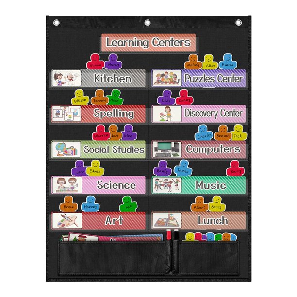 Tnarru Educational Chart Learning Center Pocket Chart, 56x71.5cm