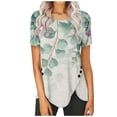 thumbnail image 1 of Birdeem Women Casual Buttons Printed Short Sleeve Round Neck Pullover Blouse T-Shirt Tops, 1 of 1