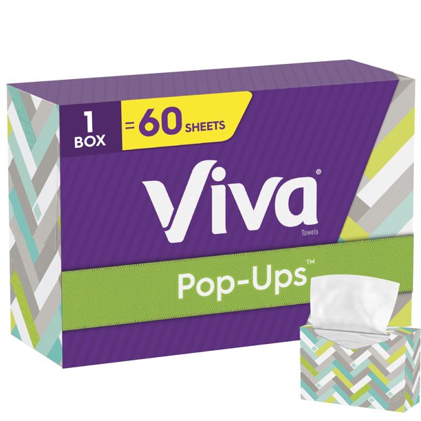 Viva PopUps Paper Towel Dispenser, White, 60 Sheets