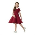 thumbnail image 6 of Girls Dresses Kids Toddler Baby Spring Summer Solid Color Short Sleeve Dress Party Princess Dress Size 7 Y-8 Y, 6 of 7