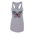 thumbnail image 2 of Wild Bobby, Colorful Butterfly Oh Butterfly On Whispering Wings Animal Lover Ladies Racerback Tank Top, Heather Grey, Large, 2 of 3