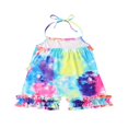 thumbnail image 2 of KuriozudKids Combinaison pour Filles Teinture sur Nœuds Sans Manches à Bretelles Barboteuse Combinaisons, 2 of 5