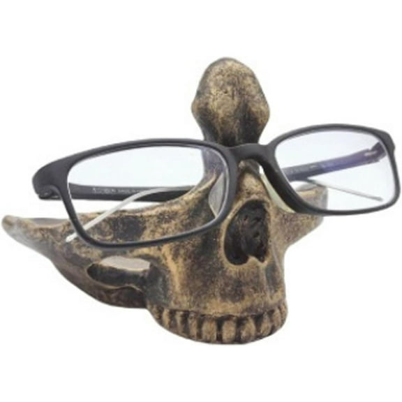 Skull Glasses Holder,Skull Eyeglass Holder,Creative Eyeglasses Holder with Storage Tray,Resin Statue Ornament for Spectacle Sunglasses Display Rack for Home,Office,Desk,Nightstand(1pc 6in)