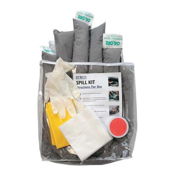 Oil-Dri Spill Kit, 7 gal Volume Absorbed per Kit, Bag, Clear L90671