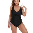 thumbnail image 4 of Women Plus Size One Piece Swimsuits Tummy Control Bathing Suits Twist Front Ruched Swimwear, 4 of 5
