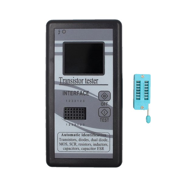Kenally Probador de transistores Digital colorido LCD profesional de 1,8 pulgadas diodo recargable 0,5-50MΩ 25pF-100000uF indicador de Material de laboratorio Negro
