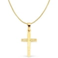 thumbnail image 1 of 14K Yellow Gold Religious Cross Charm Pendant with 0.8mm Box Chain Necklace - 24", 1 of 3