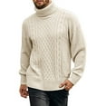 thumbnail image 2 of FYDUU Men's Sweater Pullover Male Turtleneck Sweaters Solid Color Casual Pullover Sweater Long Sleeved Knitted Sweater Top Stylish Work Sweaters, 2 of 4