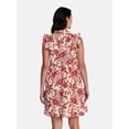 thumbnail image 4 of Time and Tru Women's and Women's Plus Cotton Mini Dress with Flutter Sleeves, Sizes XS-4X, 4 of 6