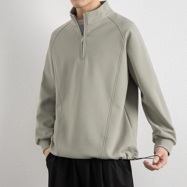 pstuiky Camisas para hombre de manga larga, Chaqueta tipo cárdigan con capucha y bolsillo de manga larga con cremallera de color liso a la moda para hombre camisetas de hombre l