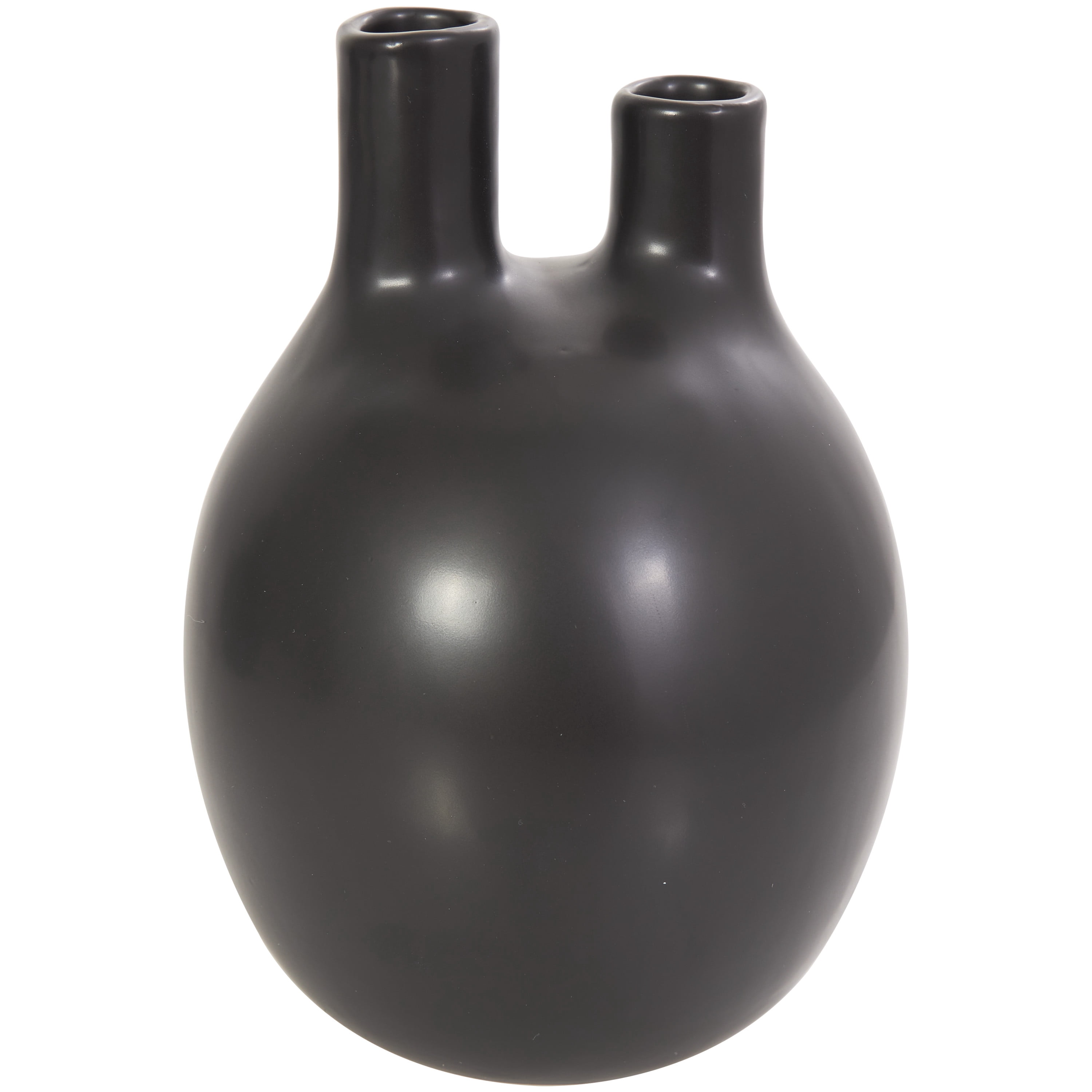 CosmoLiving by Cosmopolitan 6"W, 7"H Round Bud Black Ceramic Vase with Multiple Openings, Set of 3
