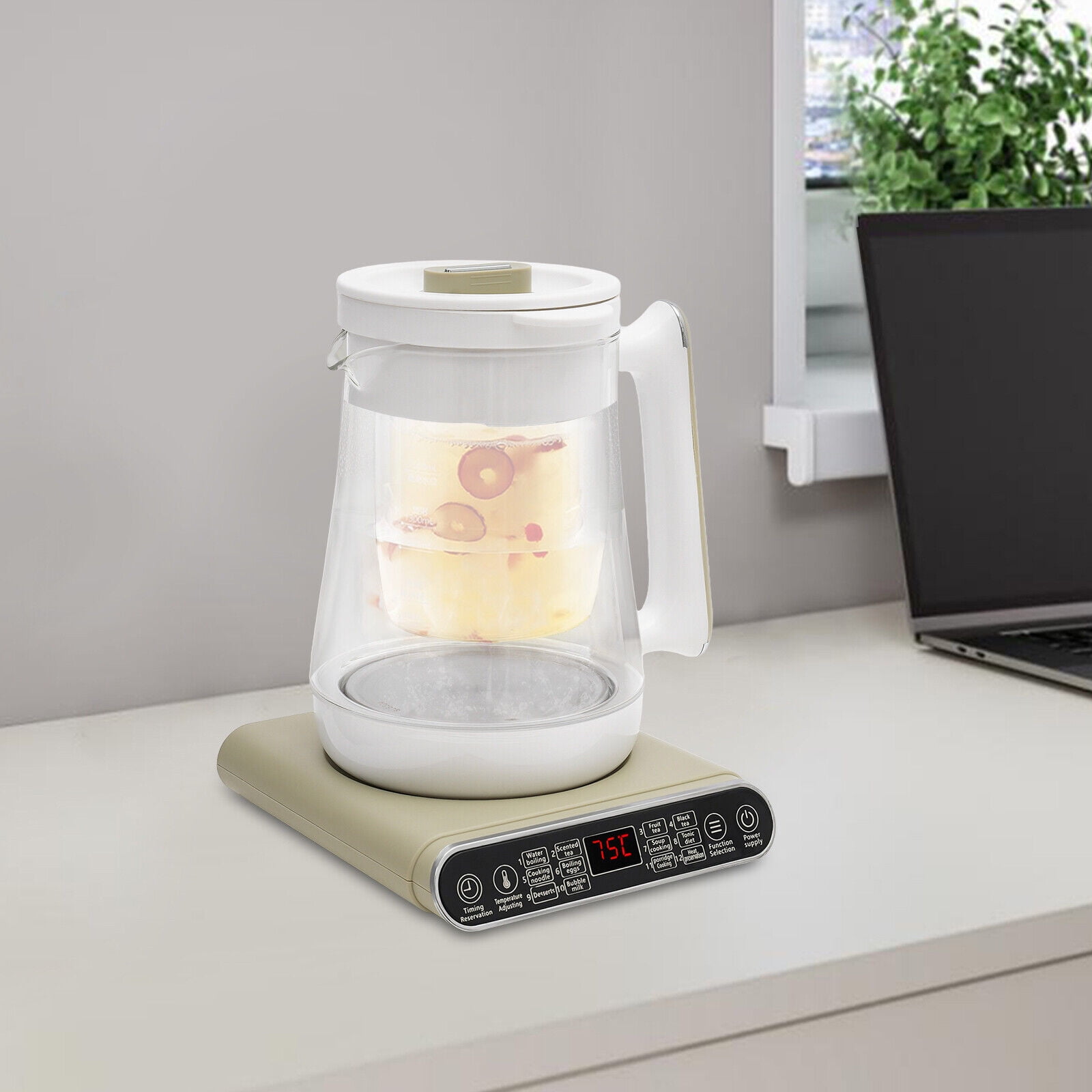 1.8L Electric Kettle - 800W Fast Boiling, Touch Control, Clear Glass with LED Light, Auto Shut-Off