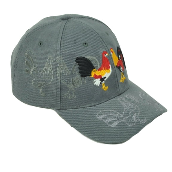 Rooster Fight Cockfight Gallos Hen Hat Cap Curved Bill Adjustable Gallo Gray