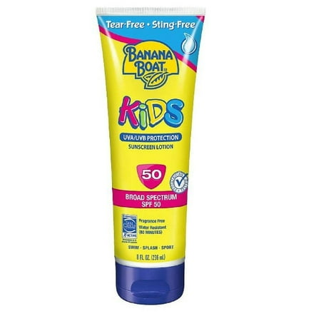 - Banana Boat Kids UVA/UVB Protection Sunscreen Lotion, Broad Spectrum, SPF 50, 8 Oz + Yes to Coconuts Moisturizing Single Use Mask