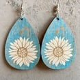 thumbnail image 5 of Painted Sunflower Wood Teardrop Statement Earrings Buffalo Plaid Leopard Jewelry, 5 of 9