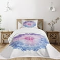 thumbnail image 3 of Ambesonne Leaf Quilted Bedspread Set 2 Pcs, Boho Blossom Watercolor, Twin Size, Violet Blue Fuchsia, 3 of 6