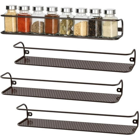 Spice Rack Wall Mounted Organizer Storage Shelf For Cupboard Cabinet Pantry Kitchen 4 Pack Large From Oumilen Accuweather Cupboard Cabinet Pantry Kitchen, Cabinet Spice Organizer