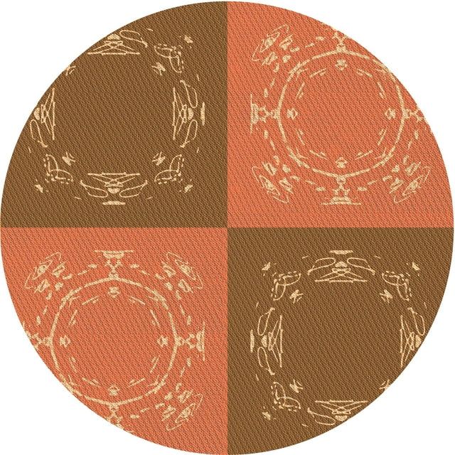 Ahgly Company Tapis Rond Lavable en Machine Intérieur Transitionnel Acajou Brun, 8 Pieds Rond