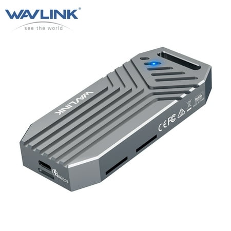WAVLINK 40Gbps PCIe NVMe SSD Enclosure, USB4 External Hard Drive Enclosure, for B+M/M-Key PCIe SSD 2280 Size, Tool-Free Installation, Compatible with TBT4/TBT3/USB4/USB3.2 and more