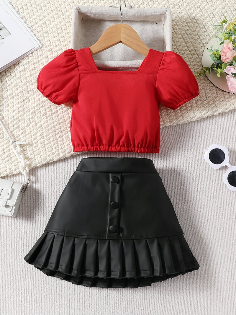 FEORJGP Kids Girls Summer Piece Outfits 1-6Y Toddler Baby Red