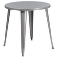 thumbnail image 4 of Emma + Oliver Commercial 30" Round Silver Metal Indoor-Outdoor Table Set with 2 Arm Chairs, 4 of 5
