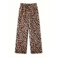 thumbnail image 3 of MEZZALL Women Leopard Print Wide Leg Jogger Pants Drawstring Loose Knit Pants Lined Winter Warm Trousers With Pockets High Waisted Baggy Sweatpants, M, 3 of 3