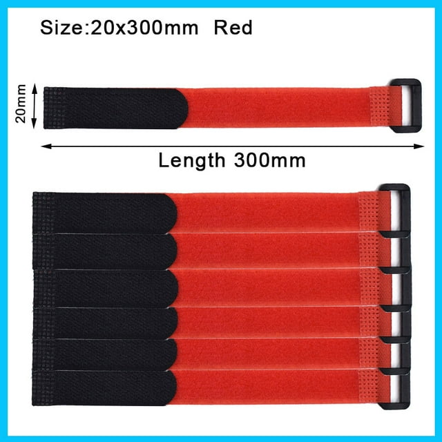 5/10 Pcs Sangles Réutilisables pour Crochets et Boucles, Organisateur de Câbles en Nylon, Sangles de Fixation Réglables, Gestion des Câbles, Rouge 20x300mm 5 Pcs