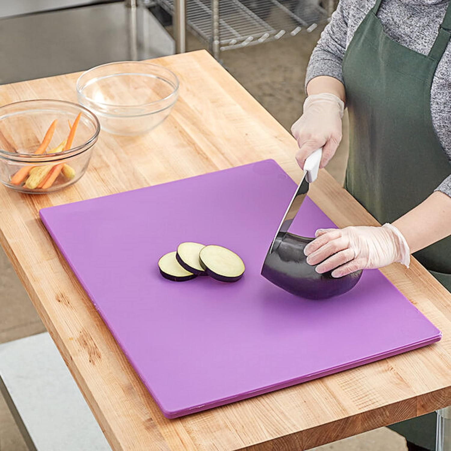 TrueCraftware- 24" X 18" X 1/2” Plastic Cutting Board for Kitchen Purple Color- Plastic Commercial Chopping Board Anti Slip Surface Chopping Food Cutting Mat for Meat Vegetables