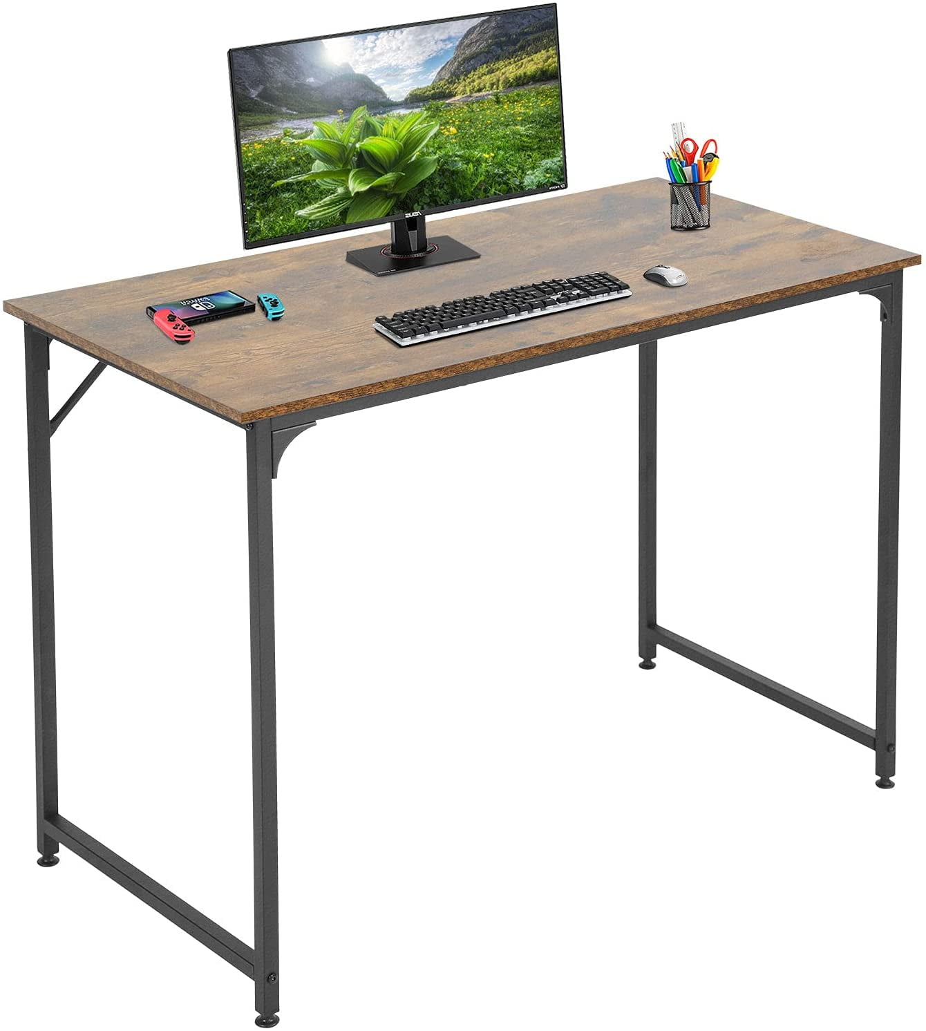 Z Shape Multi-Functional Glass Computer Desk Fashion Office Laptop Desk Pink 