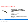 thumbnail image 2 of Shock Absorber Mounting Bolt - Compatible with 2001 - 2006 BMW 325Ci 2002 2003 2004 2005, 2 of 2
