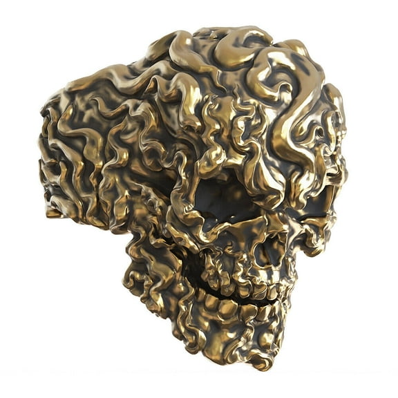 Huge Brass Fire Skull Punk Ring Biker Jewelry BR514 US Size 9