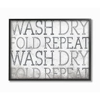 Stupell Industries Wash Dry Laundry Bathroom Textured Word Design Framed Giclee Texturized Art by Gigi Louise