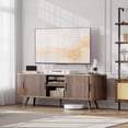 thumbnail image 6 of 62" Fluted TV Stand, Mid Century Modern TV Stand for TVs up to 70", Entertainment Center with Storage, Sliding Doors, Adjustable Shelf, Wood Media Console for Living Room, Bedroom, Walnut, 6 of 7