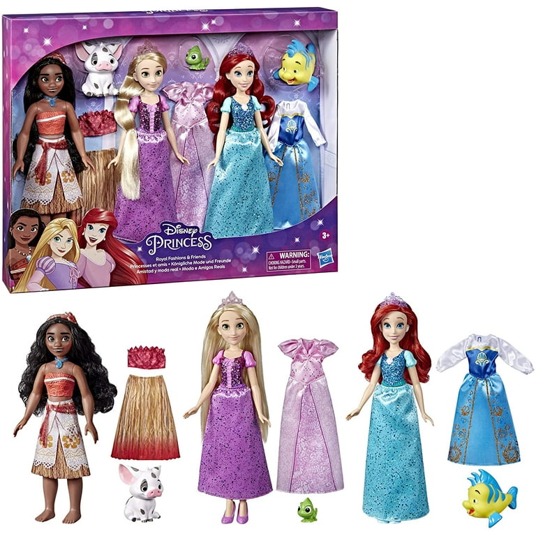 Disney Princess Royal Fashions and Friends 12 inch Fashion Doll Ariel Moana and Rapunzel Ages 4