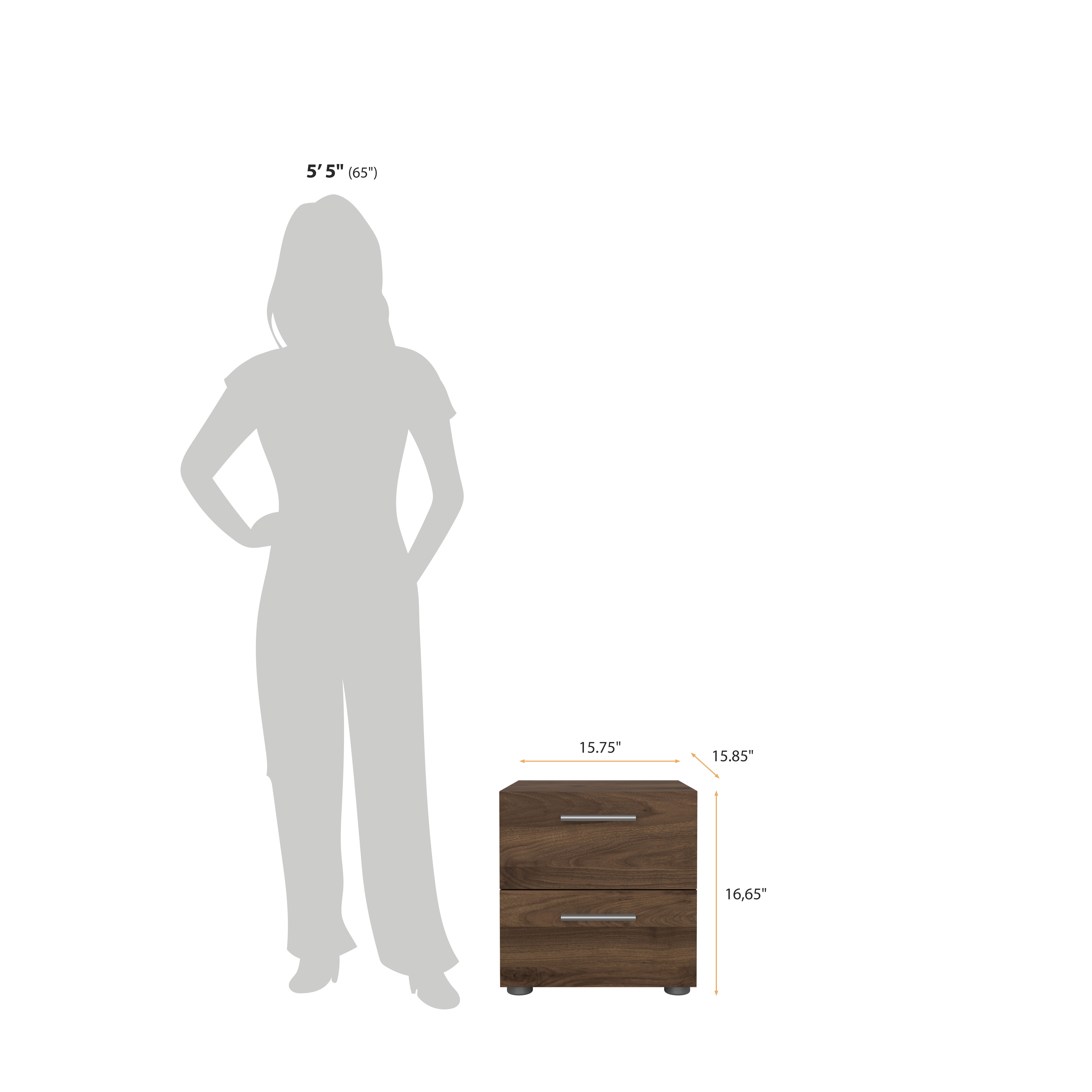 Tvilum Loft 2 Drawer Bedroom Nightstand for Adults, Walnut