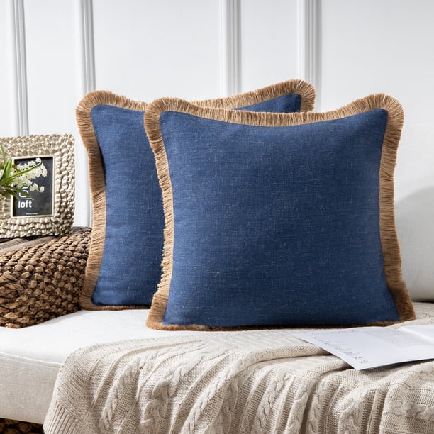 Phantoscope Linen Tassel Trimmed Farmhouse Series Decorative Throw