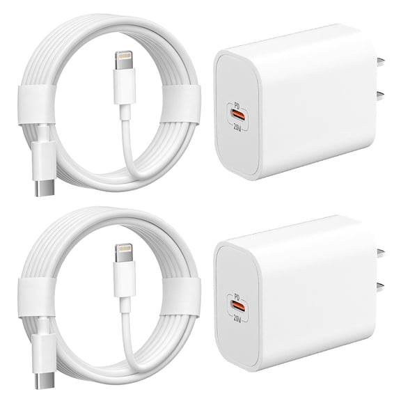 Typpkmm 20W USB C Charger 2-Pack with 6ft Cable White Compatible with iPhone