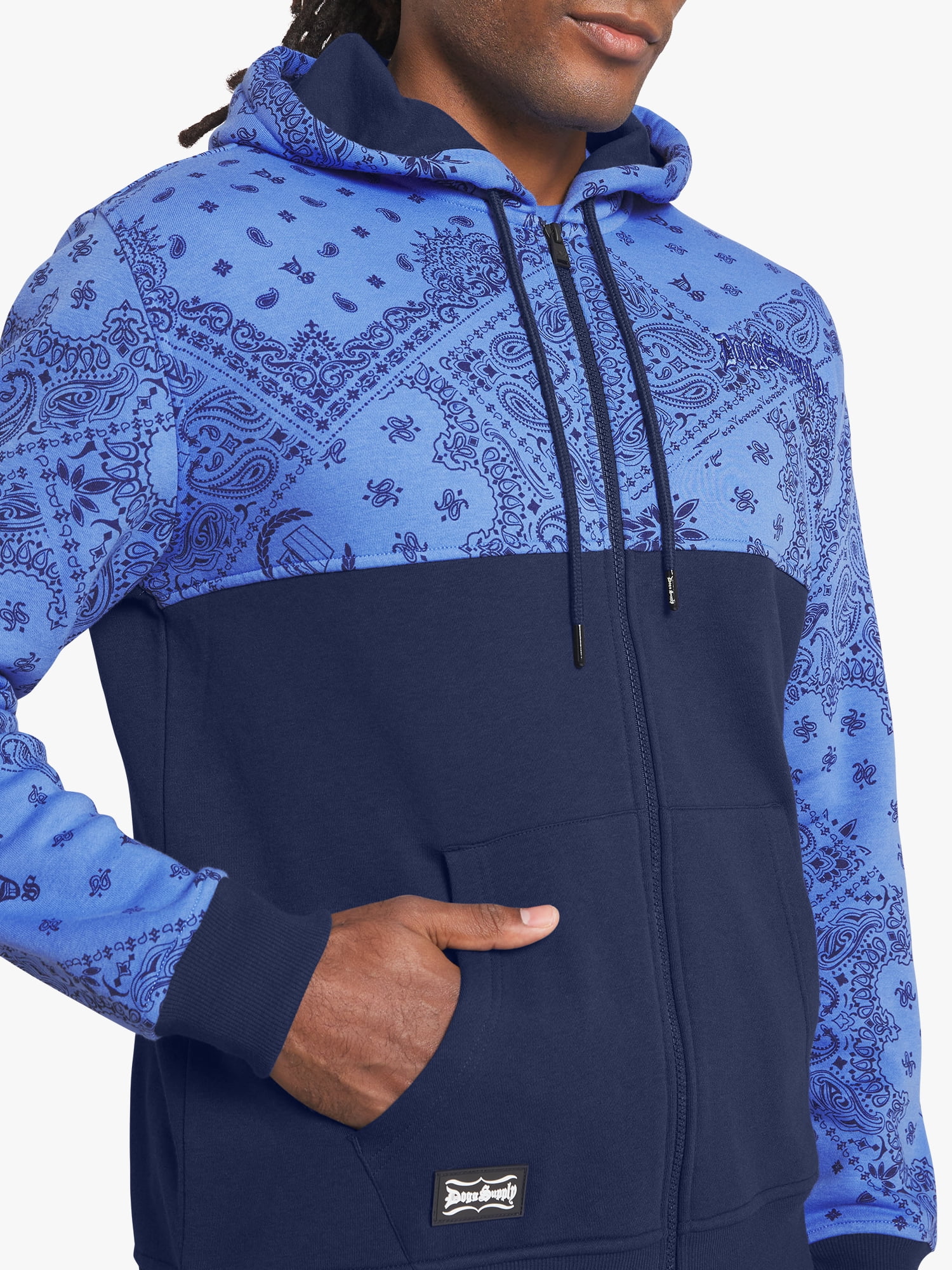 Dogg Supply by Snoop Dogg All-Gender Men's and Women's Bandana Print Zip Front Hoodie, Sizes XS-3XL